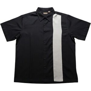 Cafe Luna Shirt Mens 2XL Black Colorblock Short Sleeve Button-Up Bowling Casual